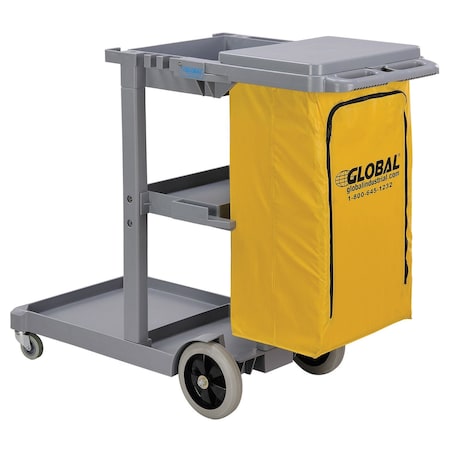 Global Industrial Janitor Cart Gray with 25 Gallon Vinyl Bag 603590